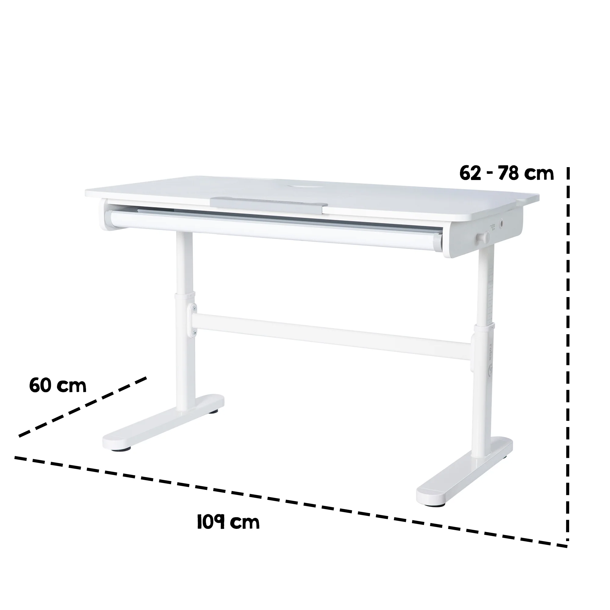 Schreibtisch neigbar mit Schublade weiß - Höhenverstellbarer Kinderschreibtisch 62-78 cm - Mit neigbarer Arbeitsplatte & Stauraum - Für Kinder & Jugendliche - Ergonomisch & funktional - 110x60 cm - Modernes Design - Image 8